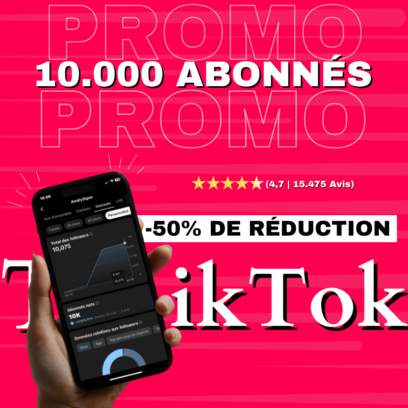 Obtiens 10000 abonnés TikTok en seulement 24h sans rien faire !